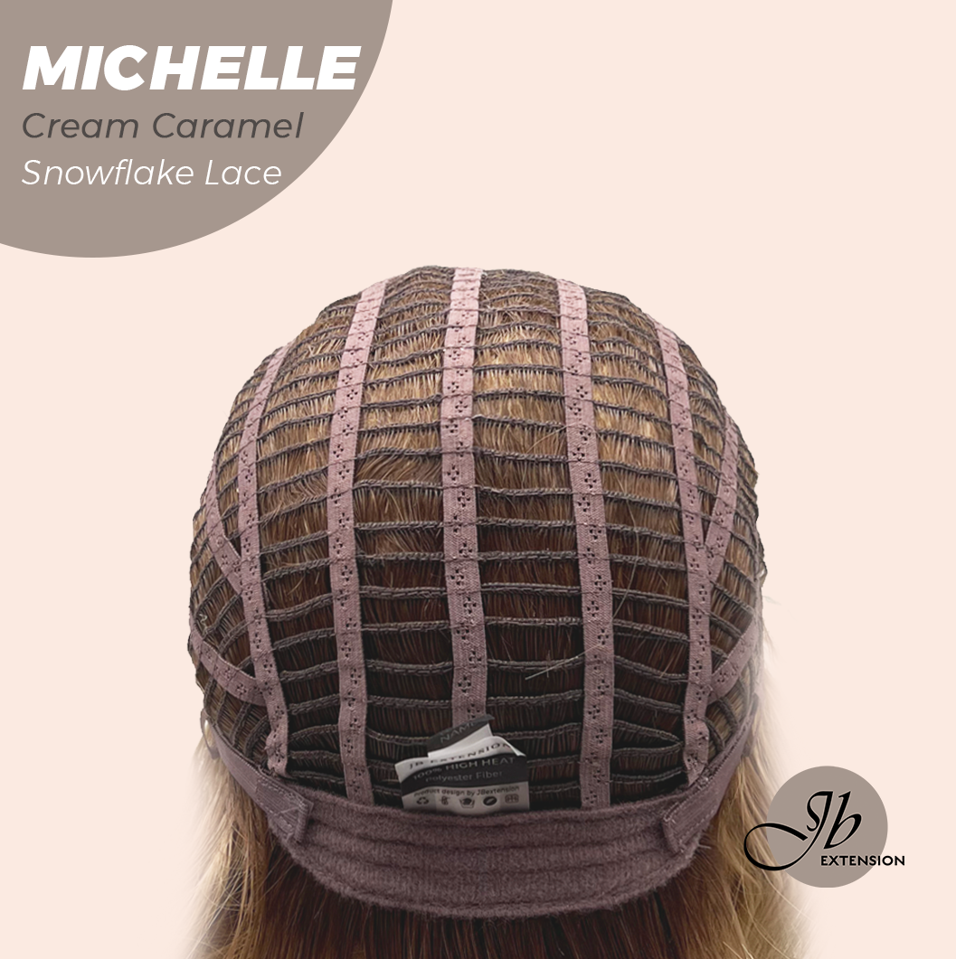 JBEXTENSION 10 Inches Cream Caramel Pre-Cut Side Part Snowflake Lace Frontlace Glueless Wig MICHELLE CREAM CARAMEL【BENDY EAR TABS】- S/M