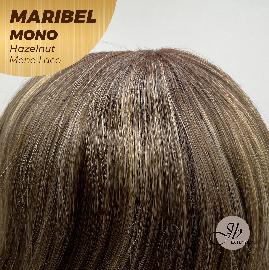 JBEXTENSION MARIBEL MONO HAZELNUT Monofilament Handmade Wig 6X5 Full Monofilament Hand Tied Top Wig 16 Inches Hazelnut Wave Mono Lace Wig With Anti-slip Silicone Strips Glueless Wig MARIBEL MONO HAZELNUT【BENDY EAR TABS】