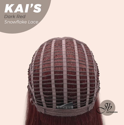 JBEXTENSION 18 Inches Dark Red Pre-Cut Snowflake Lace Frontlace Glueless Wig KAI'S DARK RED【PERMATEASE】【BENDY EAR TABS】- M/L