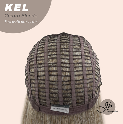 JBEXTENSION 22 Inches Cream Blonde Pre-Cut Snowflake Lace Frontlace Glueless Wig KEL CREAM BLONDE【PERMATEASE】【BENDY EAR TABS】- M/L