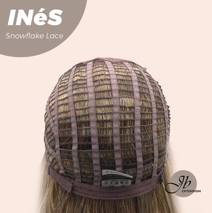 JBEXTENSION 22 Inches Mix Blonde Pre-Cut Snowflake Lace Frontlace Glueless Wig INéS SNOWFLAKE【PERMATEASE】【BENDY EAR TABS】- M/L