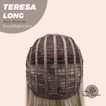JBEXTENSION 22 Inches Long Bali Blonde Pre-Cut Snowflake Lace Frontlace Glueless Wig TERESA LONG BALI BLONDE【PERMATEASE】【BENDY EAR TABS】- M/L