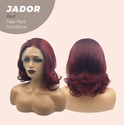 [FINAL SALE] JBEXTENSION 10 Inches Red Curly Lace Front Wig.Pre Plucked 13*4 HD Transparent Lace Frontal Handmade Futura Fiber Swiss Lace Synthetic Fiber Glueless Wig JADOR RED