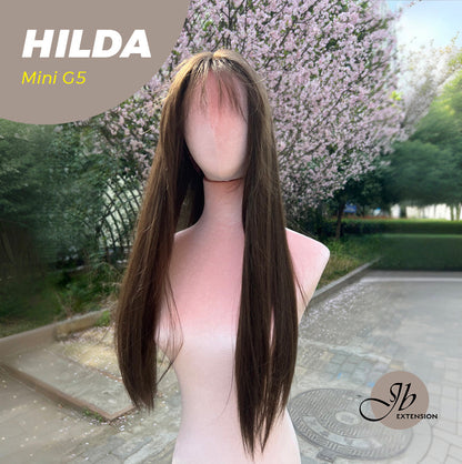 Get this look with our 28 Inches Long Cold Brown Straight Mini G5 Wig With Bangs HILDA