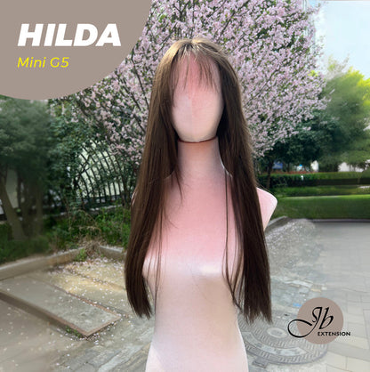 Get this look with our 28 Inches Long Cold Brown Straight Mini G5 Wig With Bangs HILDA