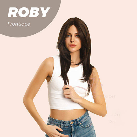 JBEXTENSION 22 Inches Brown Medium Length Women Pre-Cut Frontlace Glueless Wig ROBY
